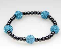 Five Blue Crystal Ball Magnetic Stretch Bracelet