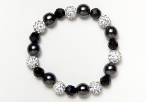 Black Glass and Shamballa Beads Bracelet
