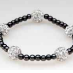 Five Silver Ball Crystal Magnetic Stretch Bracelet