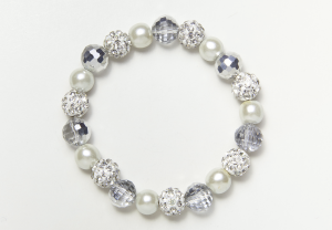 White Glass and Shamballa Beads Bracelet