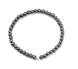 Thin Black Magnetic Stretch Bracelet with Silver Plated Ball
