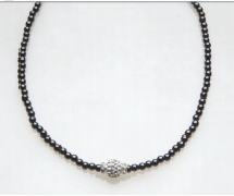 Silver Crystal Ball with Crystal Rondelles Magnetic Beaded Necklace