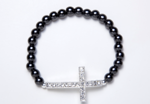 Black Magnetic Crystal Cross Stretch Bracelet