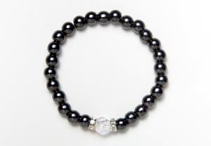 Black and Crystal Magnetic Stretch Bracelet