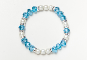Light Blue Glass Bead Magnetic Stretch Bracelet