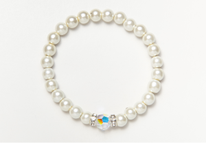 White and Crystal Magnetic Stretch Bracelet