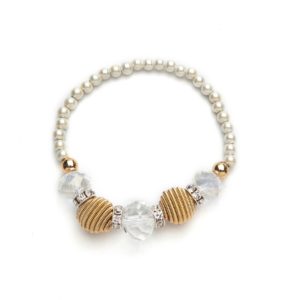 Gold Coil and Crystal White Magnetic Stretch Bracelet