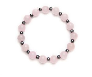 Rose Quartz and Black Magnetic Stretch Bracelet