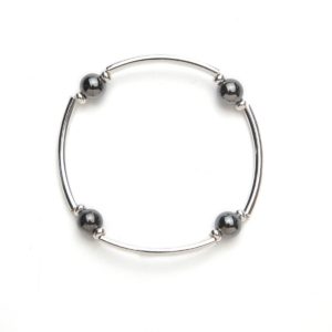 Silver Tube Magnetic Stretch Bracelet