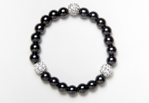 Black and Shamballa Beads Magnetic Stretch Bracelet