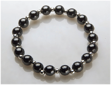 Black and Silver Plated Magnetic Stretch Bracelet