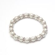 White and Crystal Magnetic Stretch Bracelet