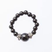 Magnetic Ring with black beads and silver rondelles