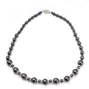 Black and Crystal Graduated Magnetic Necklace