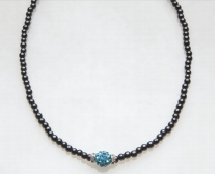 Blue Crystal Ball with Crystal Rondelles Magnetic Beaded Necklace