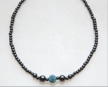 Blue Crystal Ball Magnetic Beaded Necklace