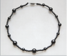 Multi-Sized Black Ball Magnetic Beaded Necklace
