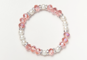 Pink Glass Bead Magnetic Stretch Bracelet