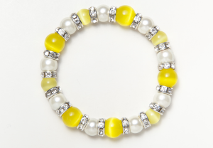 White and Yellow Cat's Eye Magnetic Stretch Bracelet