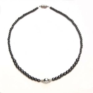 Black and Silver Magnetic Beaded Necklace