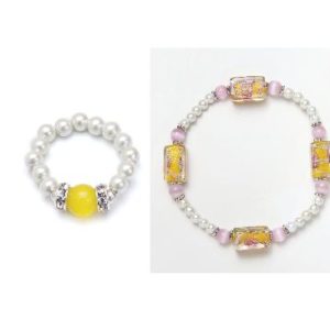 cats eye yellow and white magnetic stretch ring and bracelet