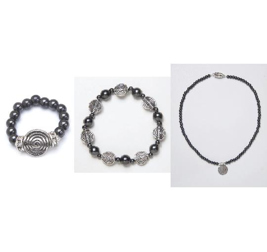 black spiral ring, bracelet, and necklace set
