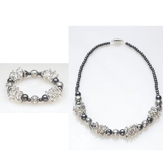 chain link magnetic bracelet and necklace set