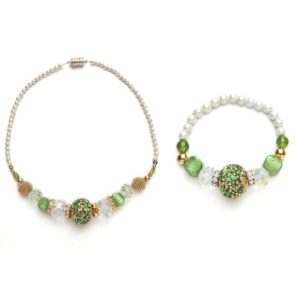 white and peridot crystal magnetic bracelet and necklace set