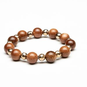 GoldStone & Gold Faceted Magnetic Bracelet- M0116-GOLDST